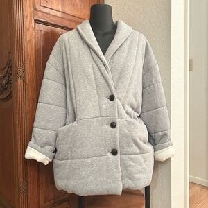 NWT Madewell Large Heather Grey Sweatshirt Puffer Coat